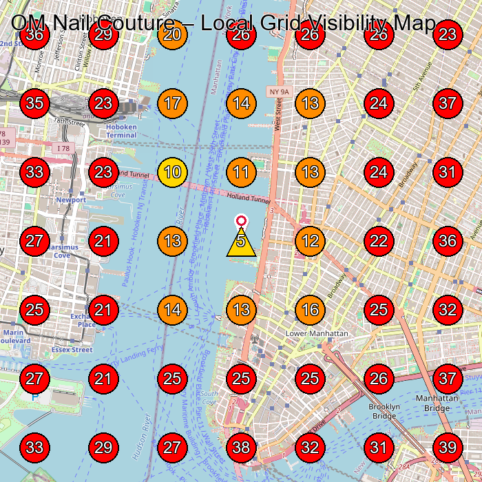 OM Nail Couture GeoGrid visibility map for Nail Salon in New York